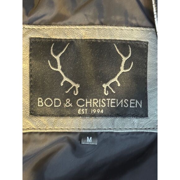 Bod & Christensen 100% Leather Blazer Jacket Grey Taupe M Soft Supple Designer - Picture 3 of 13